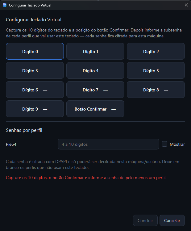 Configuração de teclado virtual no EmuloAgent para entrada numérica em emuladores Android